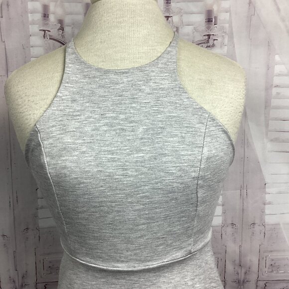 Lulus Grey Skater Dress Cross Back Sleeveless S - Picture 2 of 10